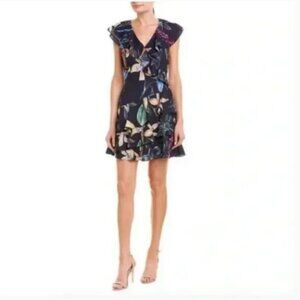 Parker Women's Cosmic Fleur Ruffled Fit Flare Mini Dress Size Medium NWT